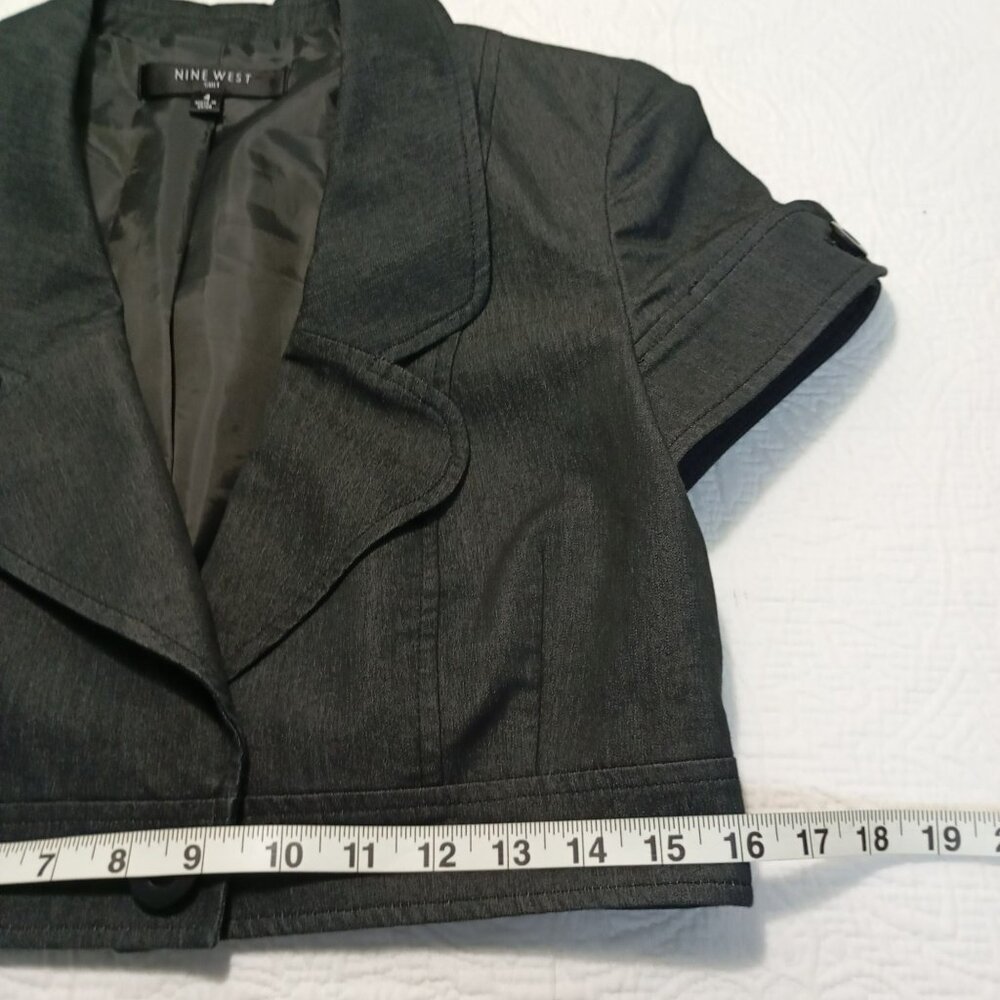 Nine West Blazer Jacket Womens Charcoal Gray Short Sleeve Cropped Size 4 - Picture 8 of 9
